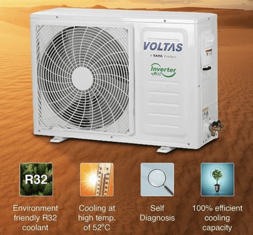 Voltas 1 Ton 5 Star, Inverter Split AC(Copper, 4-in-1 Adjustable Mode, Anti-dust Filter, 2023 Model, 125V Vectra Elite, White) - Image 2